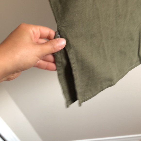 Olive green linen blend long sleeve overshirt - Picture 4 of 7